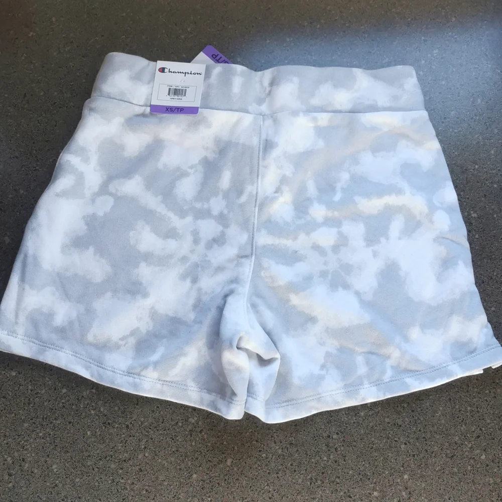 XS extra small Champion Shorts Grey Gray White tie dyed NWT New - Picture 4 of 10